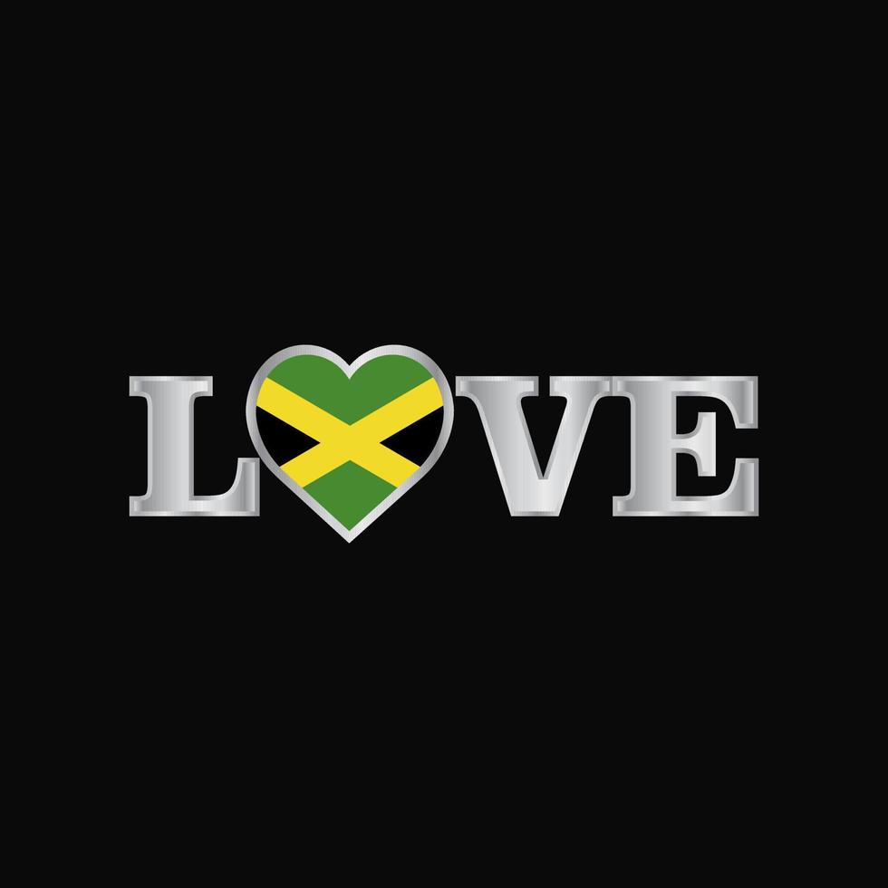 kärlek typografi med jamaica flagga design vektor