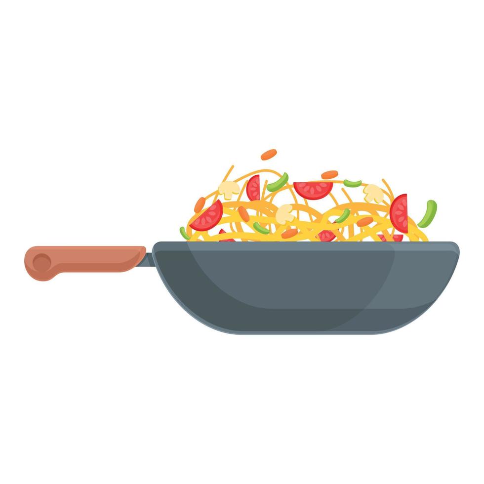 Wok-Essen kochen Symbol, Cartoon-Stil vektor