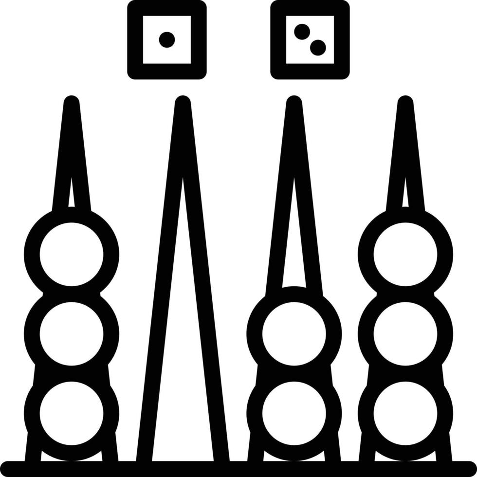 backgammon styrelse spel tärningar rulla - översikt ikon vektor