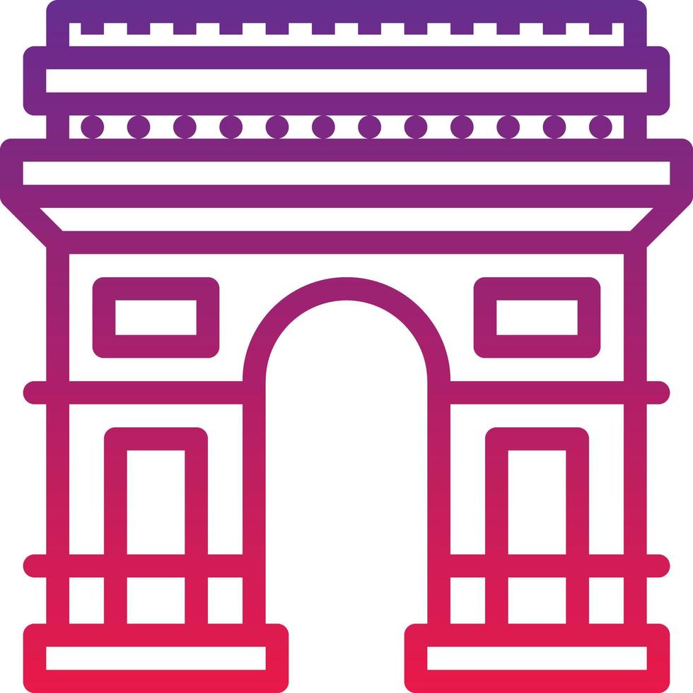 de båge de triomphe paris Frankrike landmärke byggnad - lutning ikon vektor