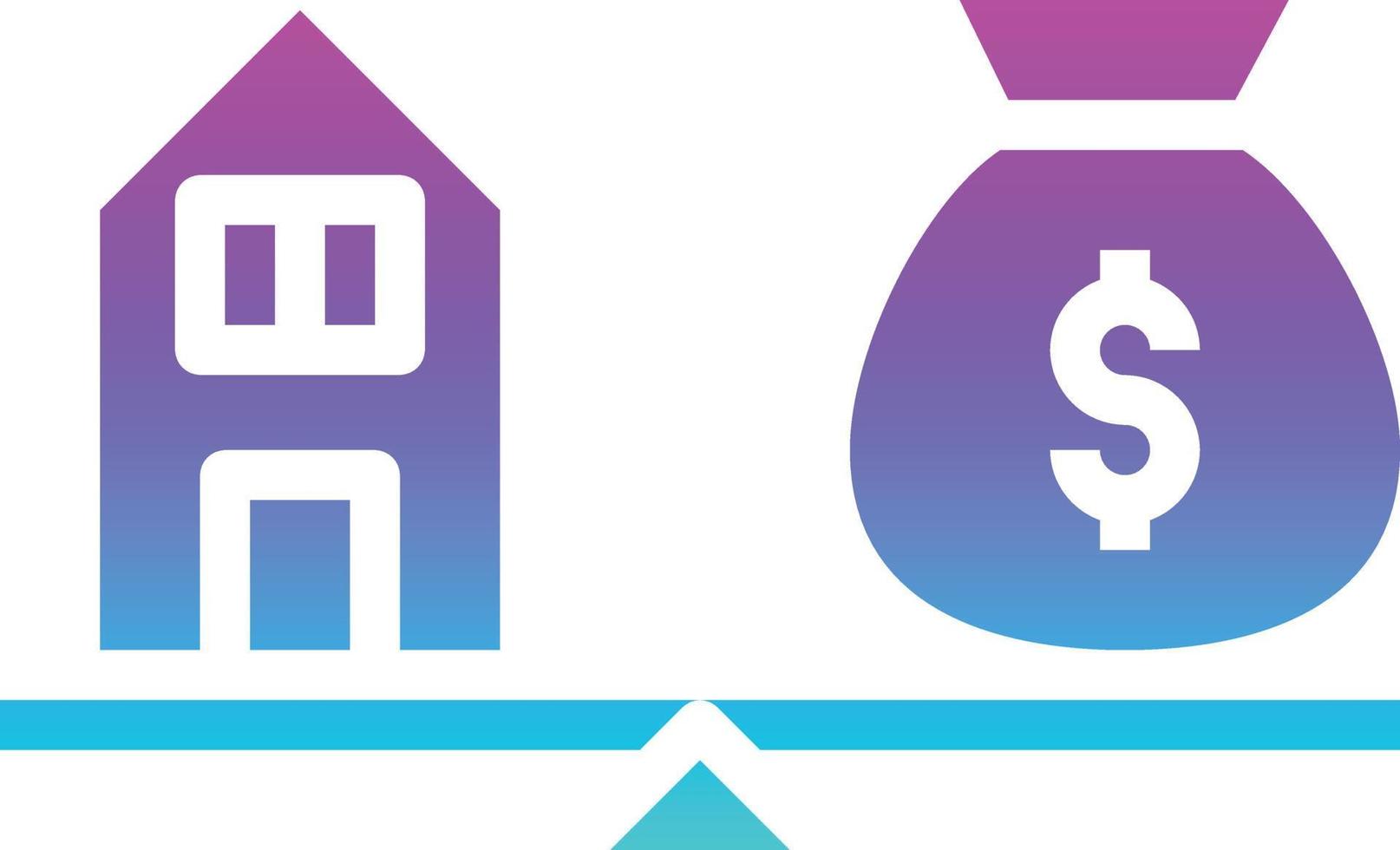 Marktwert des Hauses vergleichen Investition - solides Symbol mit Farbverlauf vektor