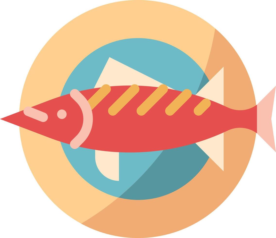 fisk diet näring måltid maträtt - platt ikon vektor