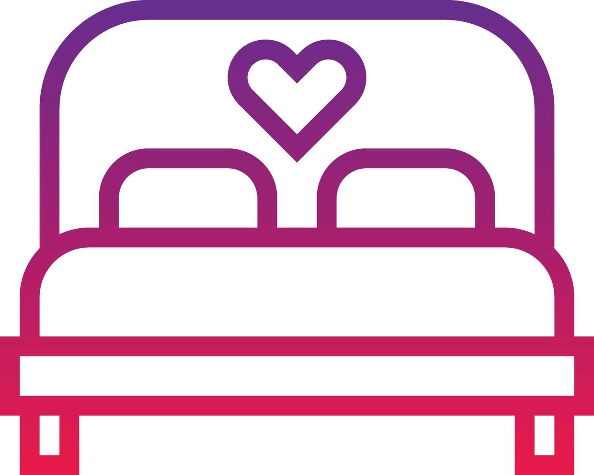 Bett Liebe Herz Möbel Ehe romantische Schlafzimmermöbel und Haushalt Liebe und Romantik - Farbverlauf-Symbol vektor