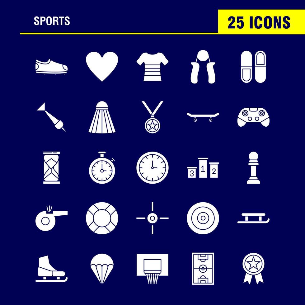 Sport solides Glyphen-Symbol für Webdruck und mobiles Uxui-Kit wie Fußball Fußballschuhe Schuhe Sport Sportschuhe Herz Piktogramm Pack Vektor