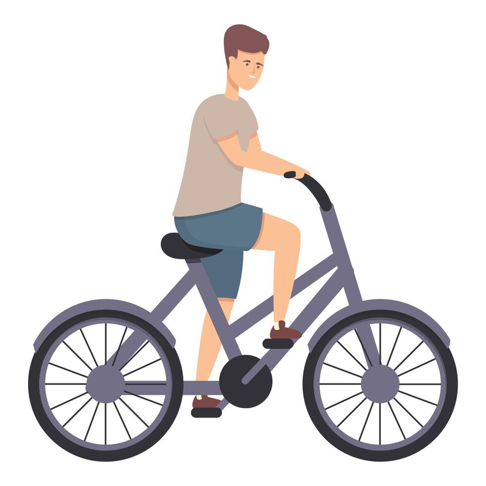 pojke rida cykel ikon tecknad serie vektor. aktiva träna vektor