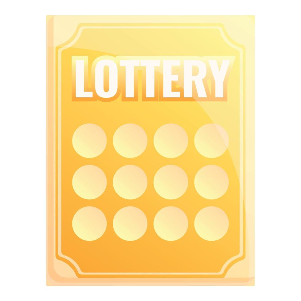 guld lotteri ikon, tecknad serie stil vektor