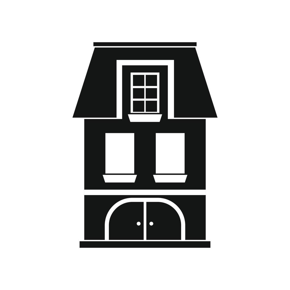 Haus mit einem Mansarden- und Garagensymbol vektor