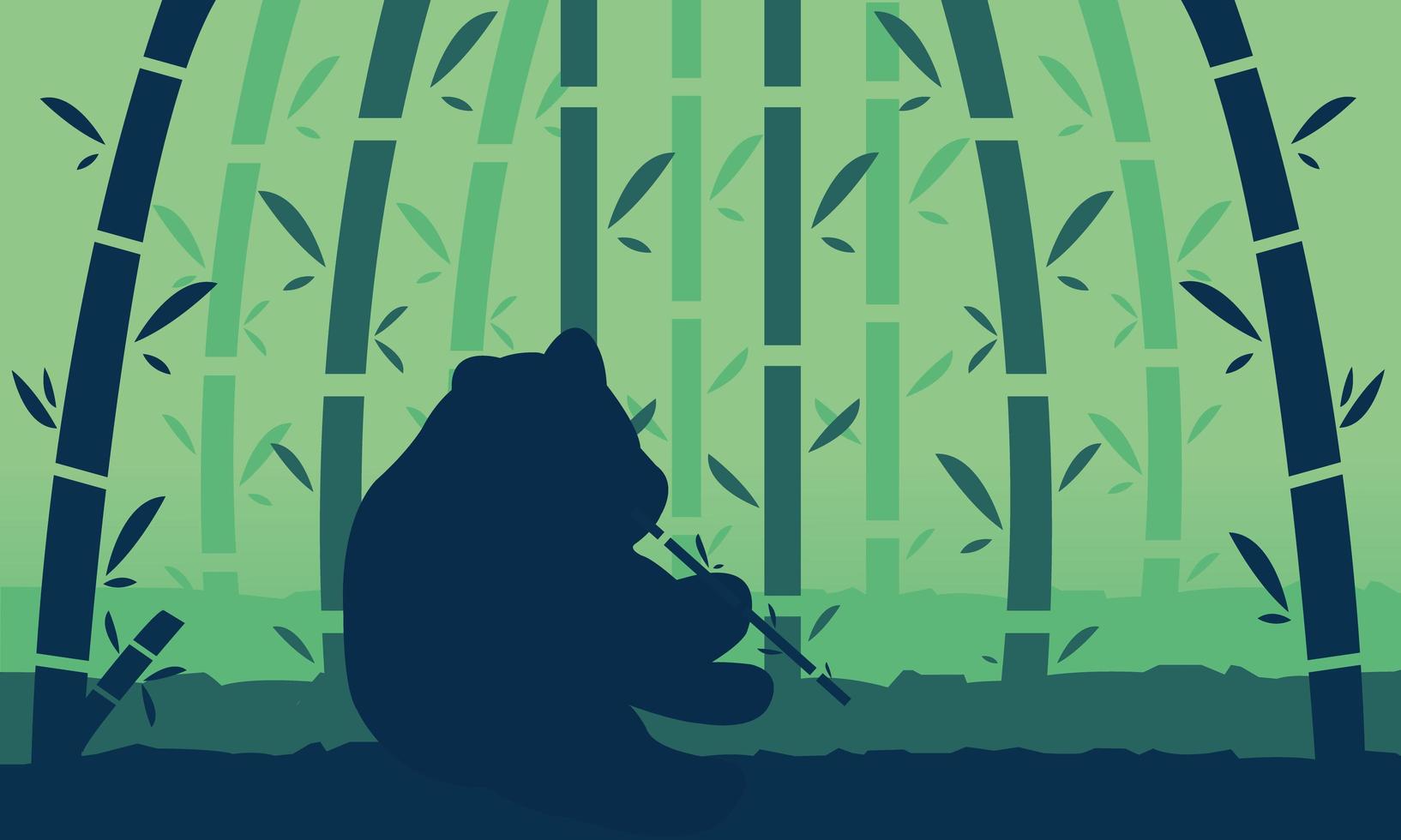 bambuskog och pandalandskap vektor