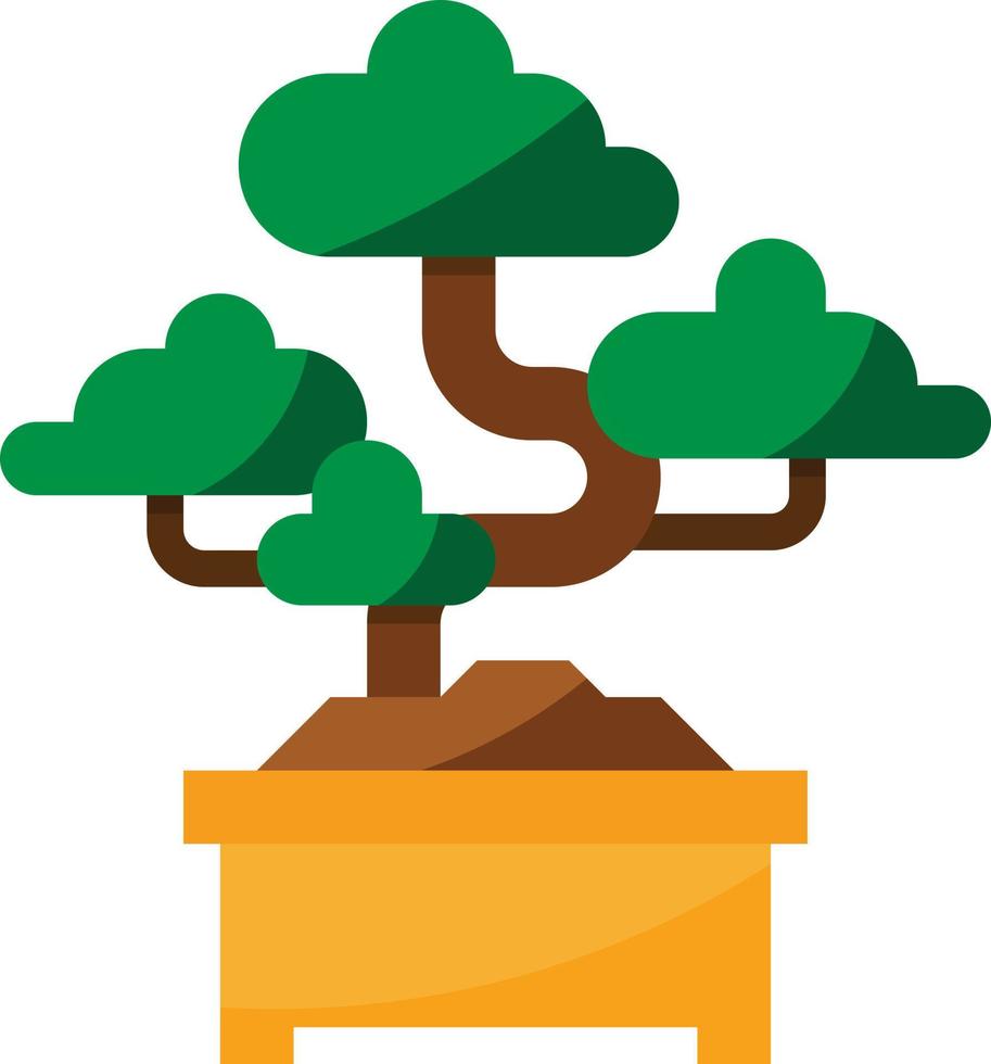 bonsai träd trädgård små japan - platt ikon vektor
