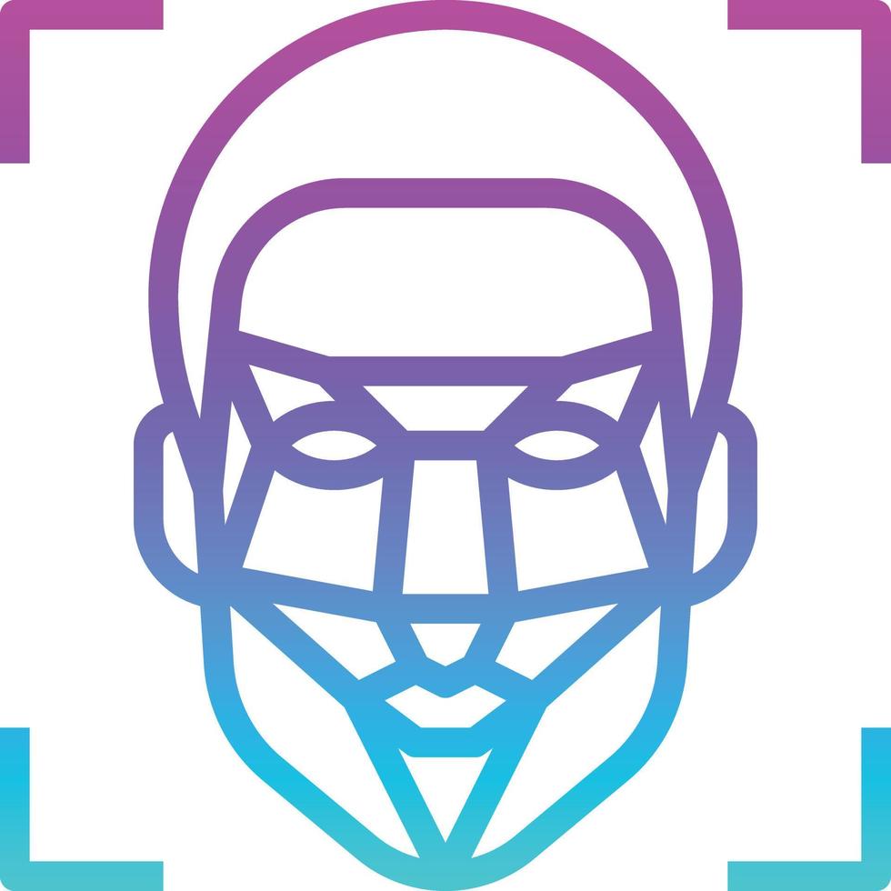 ansiktsbehandling igenkännande skanna ai artificiell intelligens - lutning ikon vektor