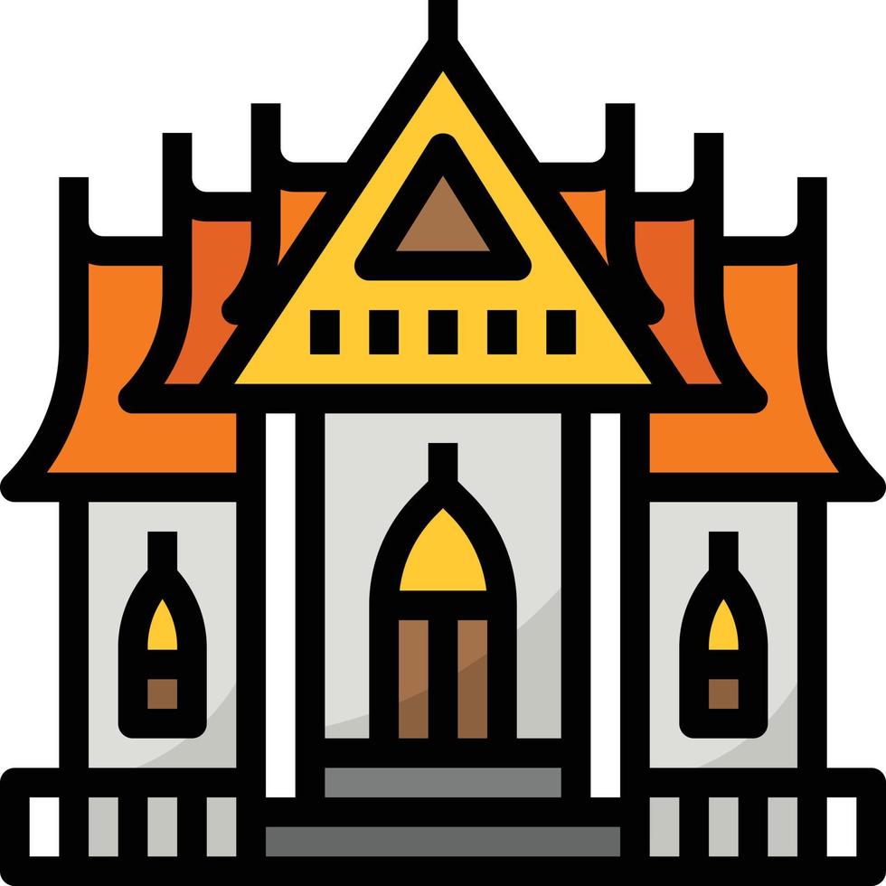 tempel religiös munk thailand byggnad - fylld översikt ikon vektor