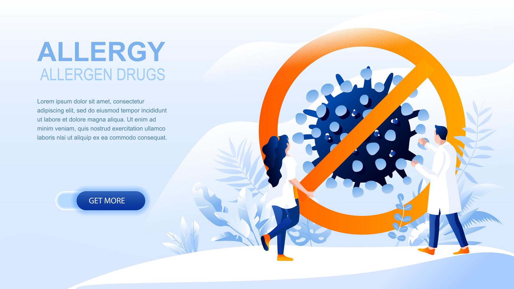 Allergie flache Landingpage mit Header vektor