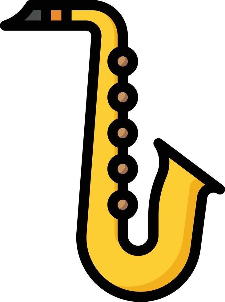 saxofon musik musikalisk instrument - fylld översikt ikon vektor