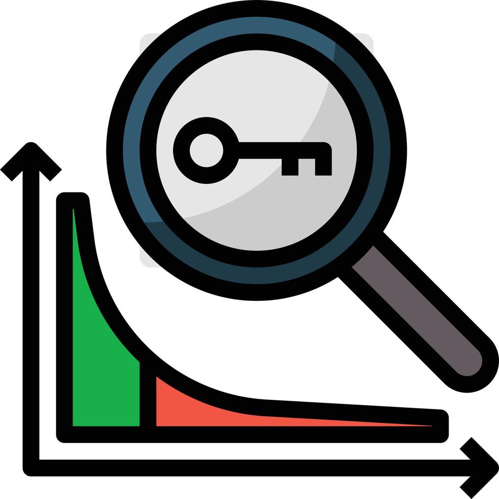 Long-Tail-Suche Keyword-Analyse seo - gefülltes Gliederungssymbol vektor