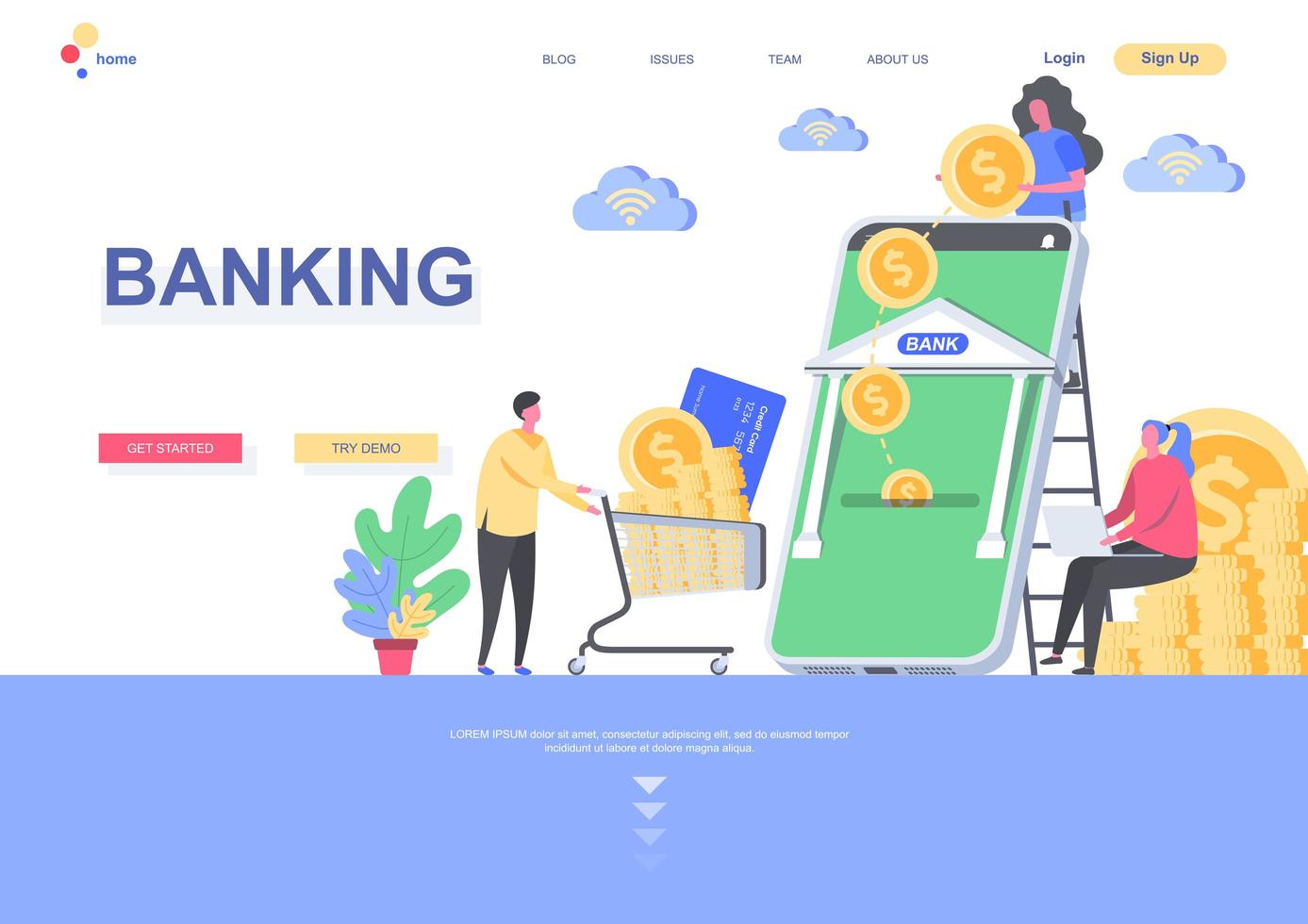 Banking Landing Page Vorlage vektor