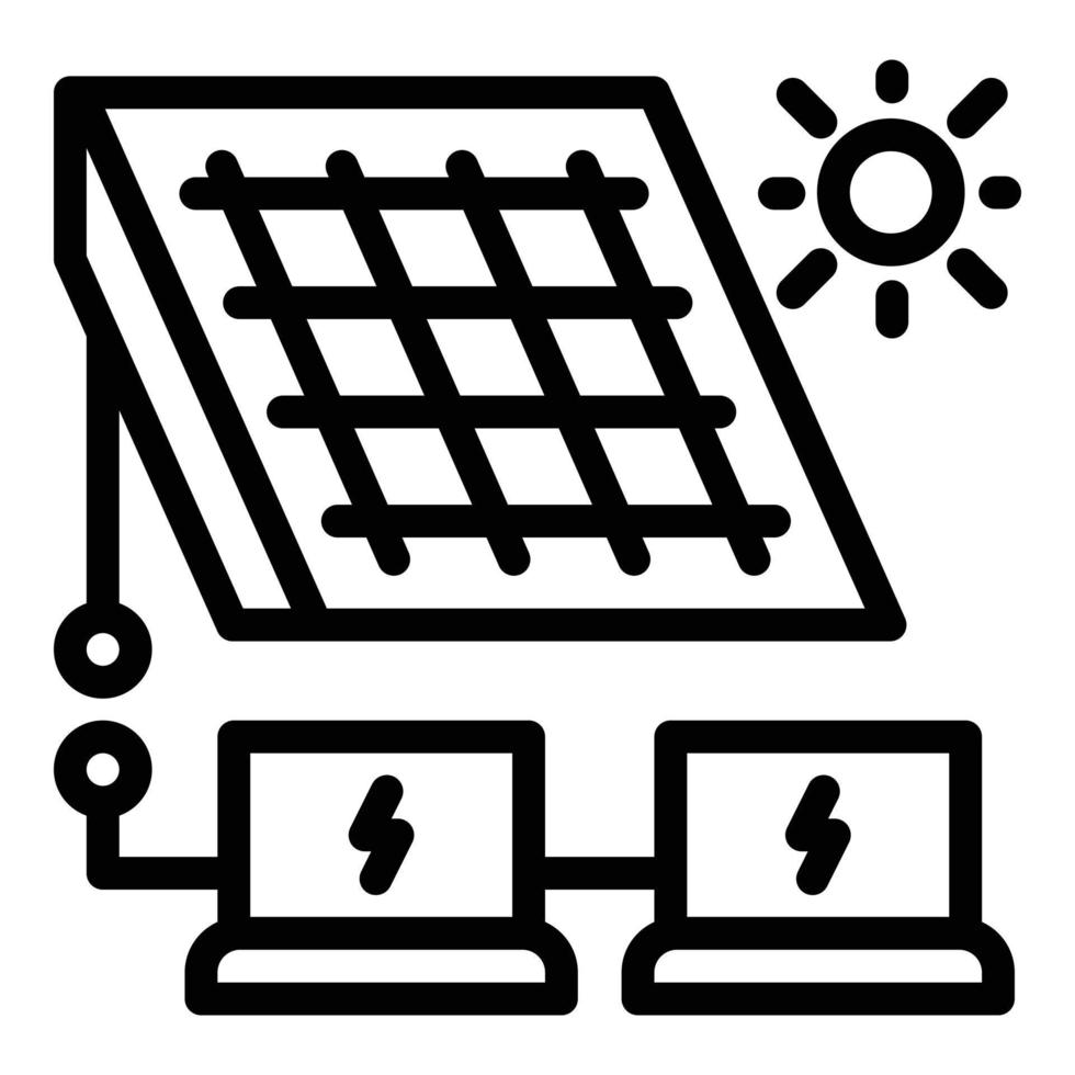 sol- panel energi lösning ikon, översikt stil vektor