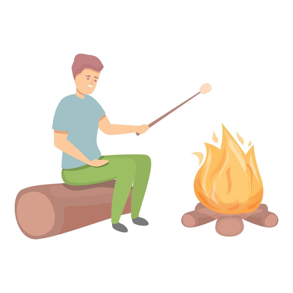 Junge Lagerfeuer Symbol Cartoon-Vektor. Camp-Scout vektor