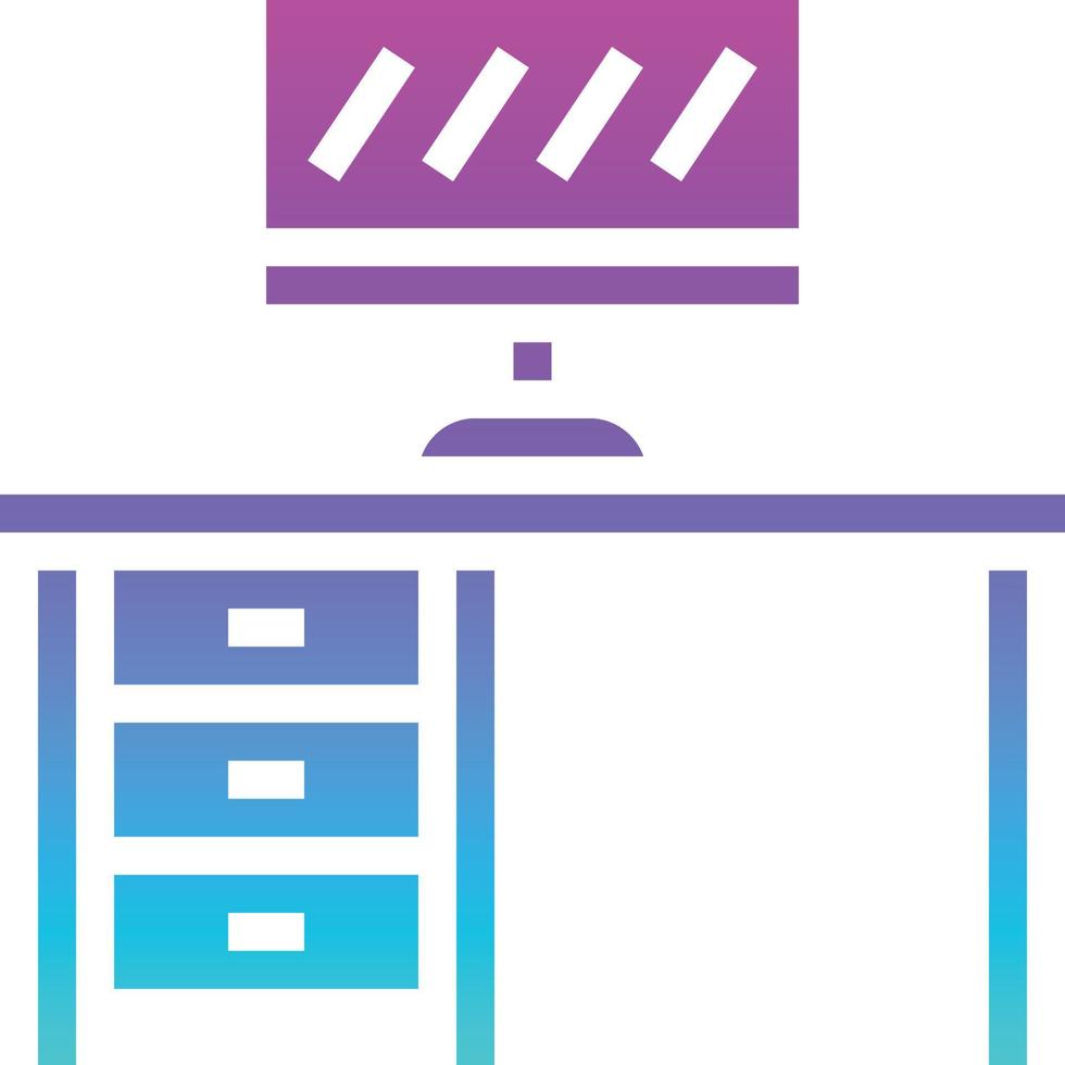 Tischcomputerstation Schreibtischzubehör - solides Farbverlaufssymbol vektor