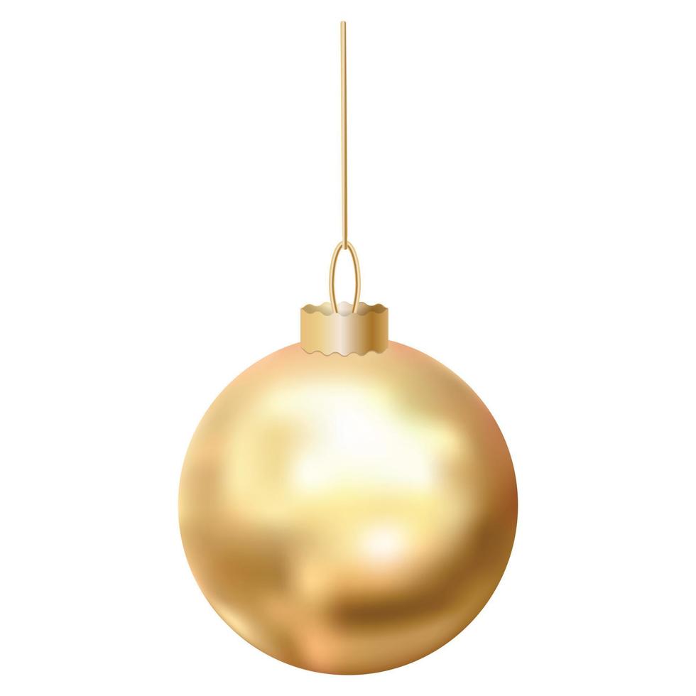 goldene weihnachtskugelikone, realistischer stil vektor