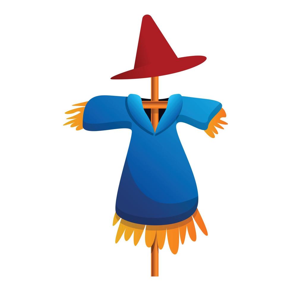 scarecrow docka ikon, tecknad serie stil vektor