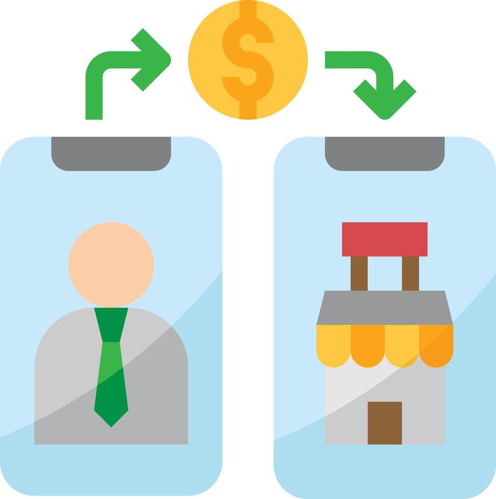 pengar överföra mobil handla pengar bank - platt ikon vektor