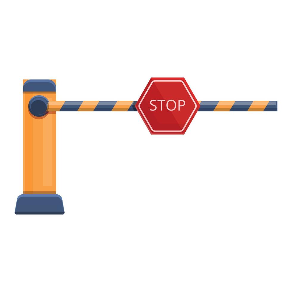 Bahnschranke Stop-Schild-Symbol, Cartoon-Stil vektor