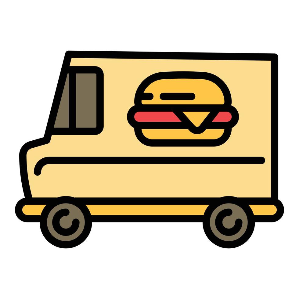 burger gata mat lastbil ikon, översikt stil vektor