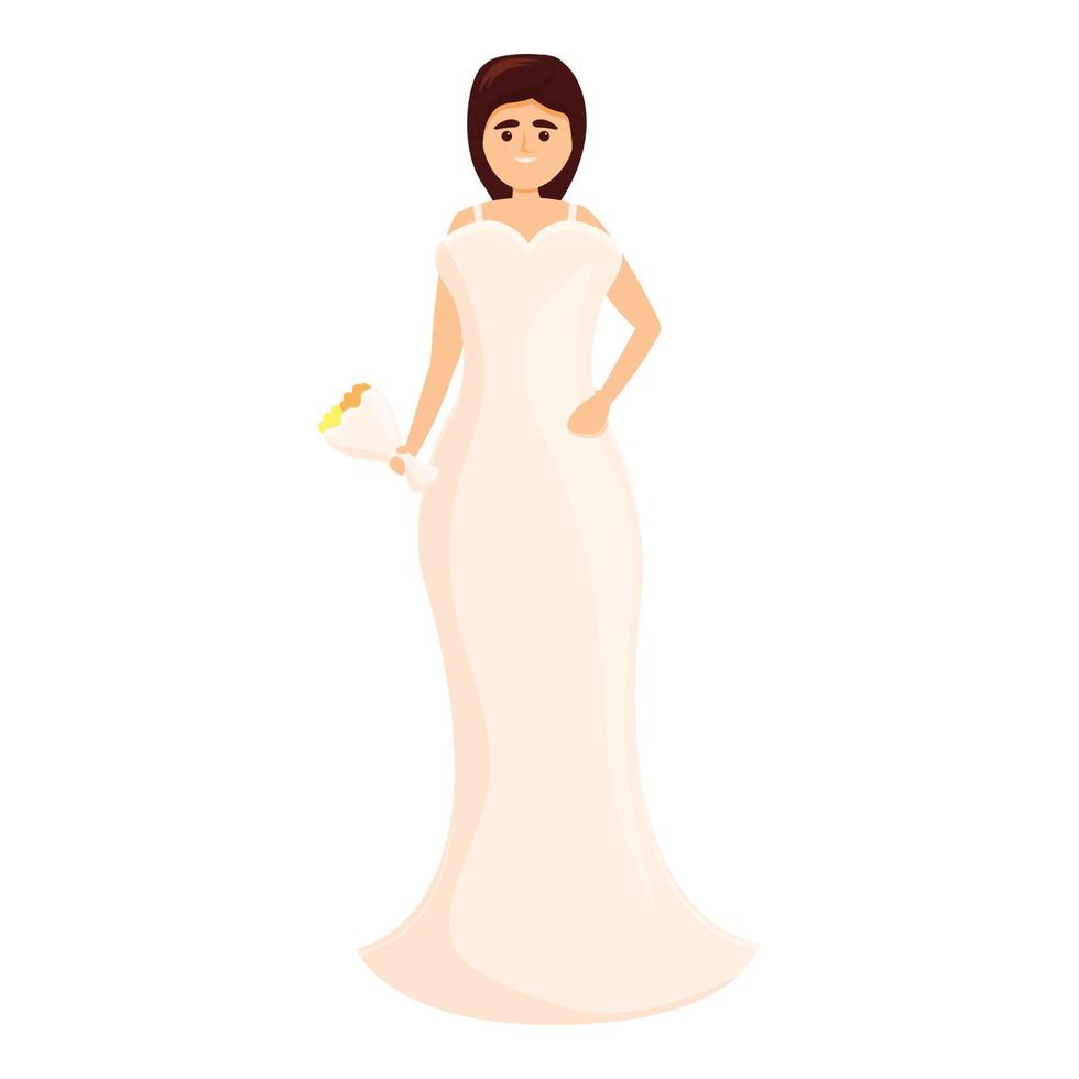 perfekte Hochzeitskleid-Ikone, Cartoon-Stil vektor