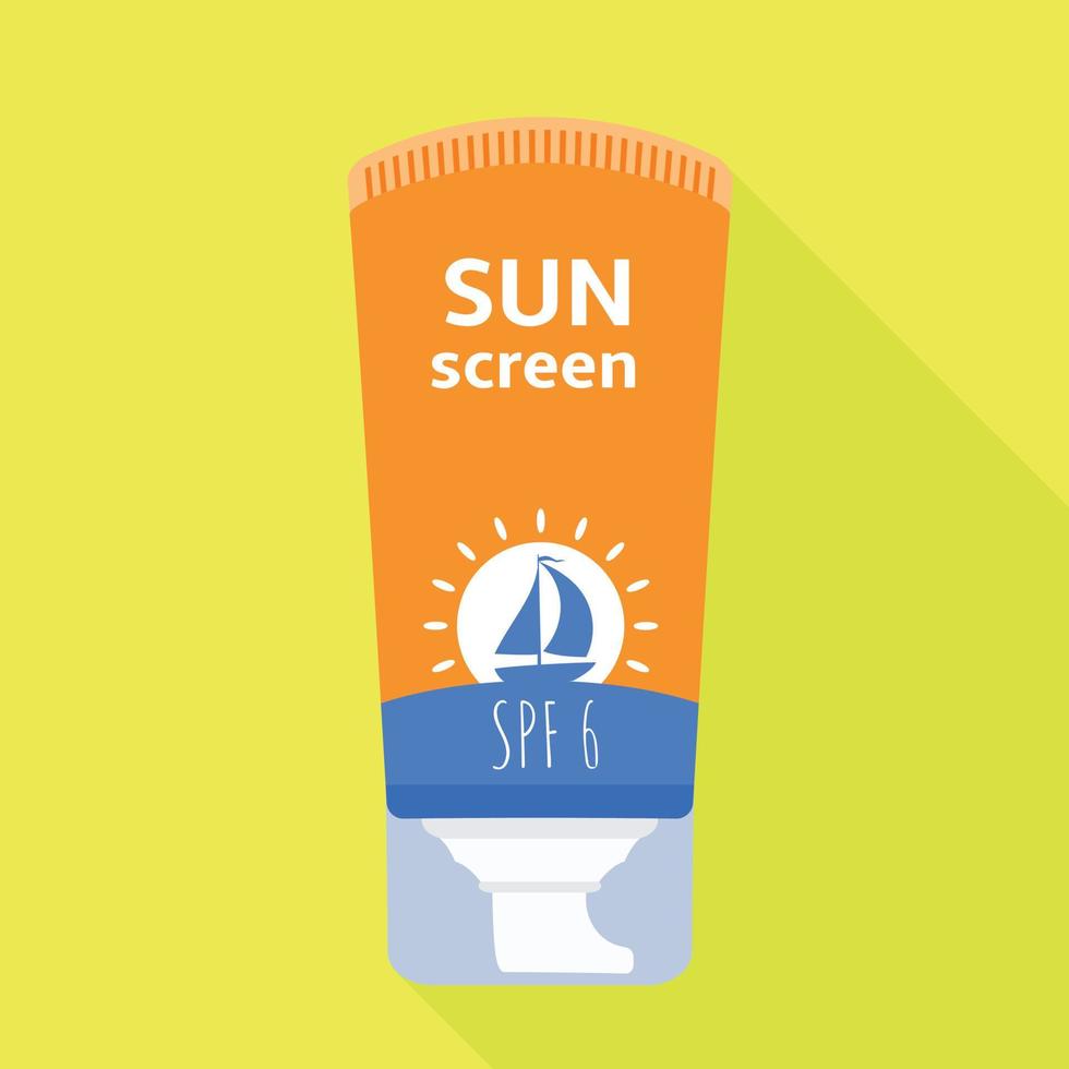 Sea Sunscreen Tube Symbol, flacher Stil vektor