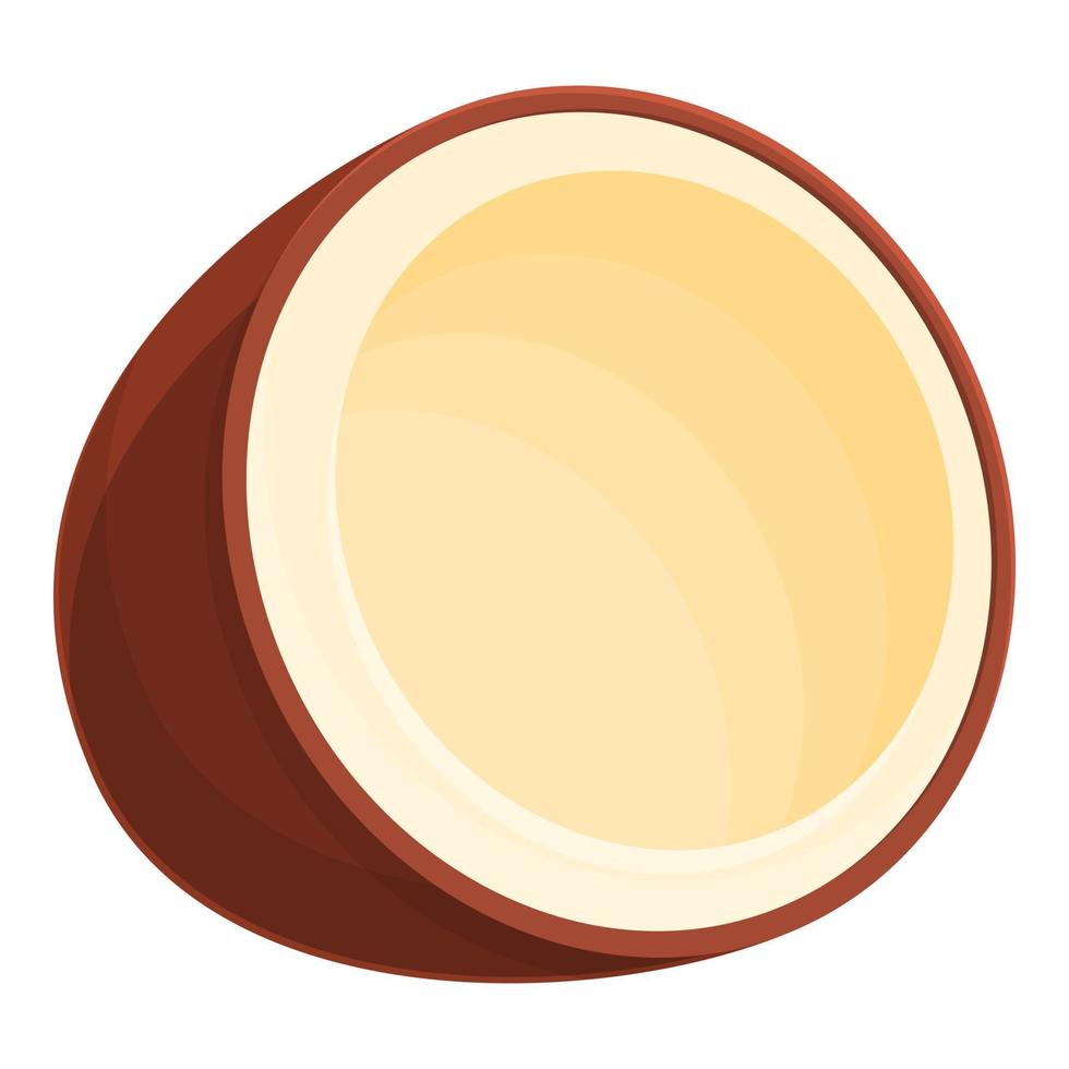 halv kokos ikon, tecknad serie stil vektor