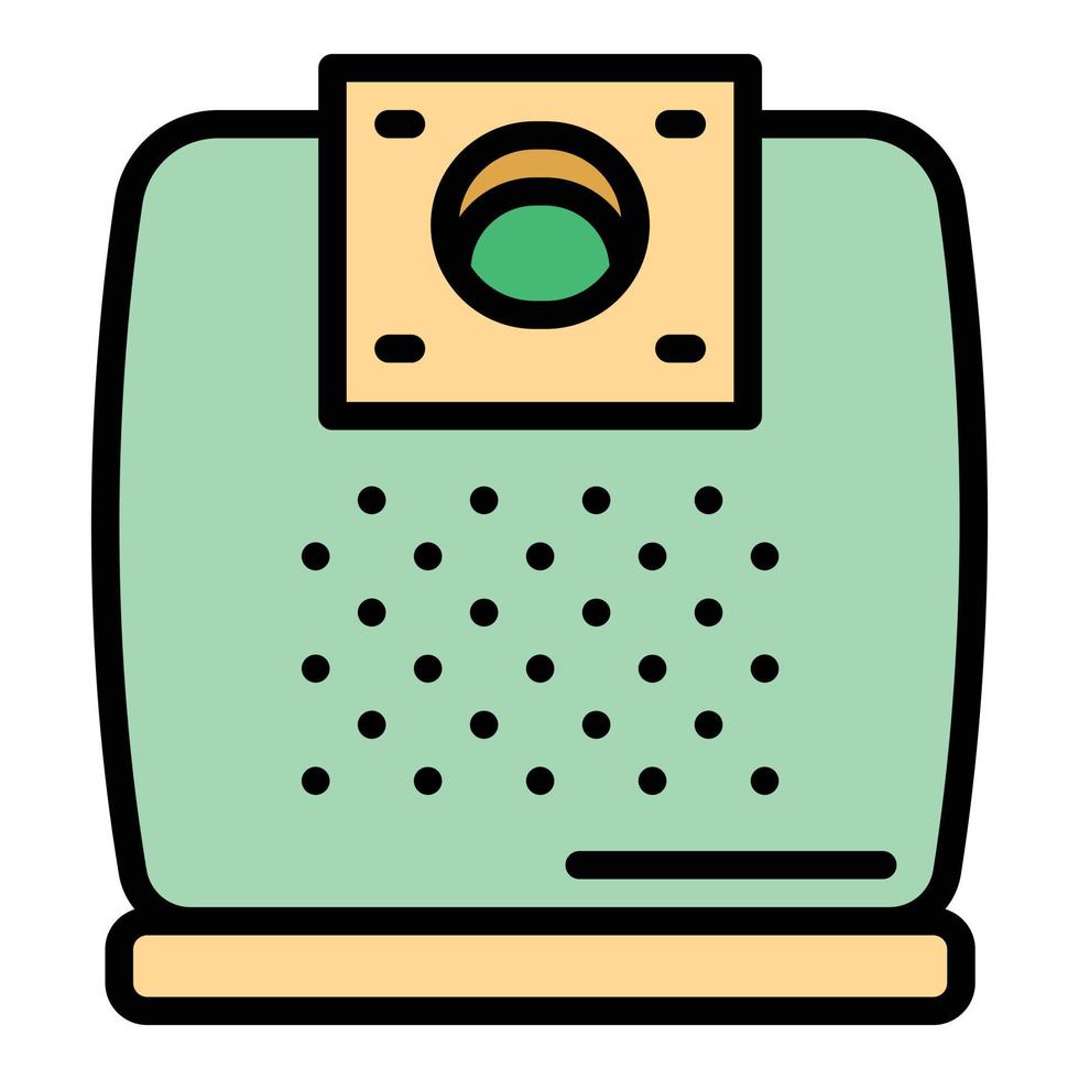 Vakuum rengöringsmedel väska ikon, översikt stil vektor