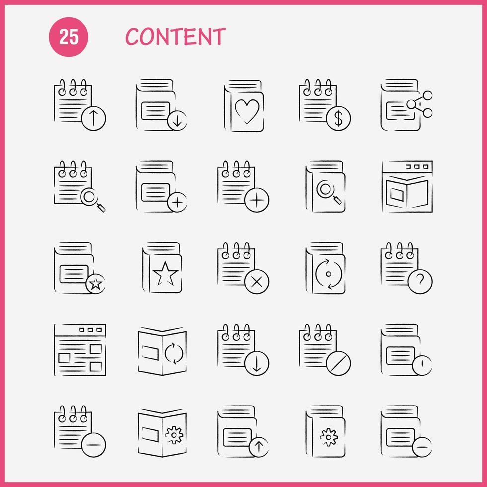 handgezeichneter Inhalts-Icon-Pack für Designer und Entwickler vektor