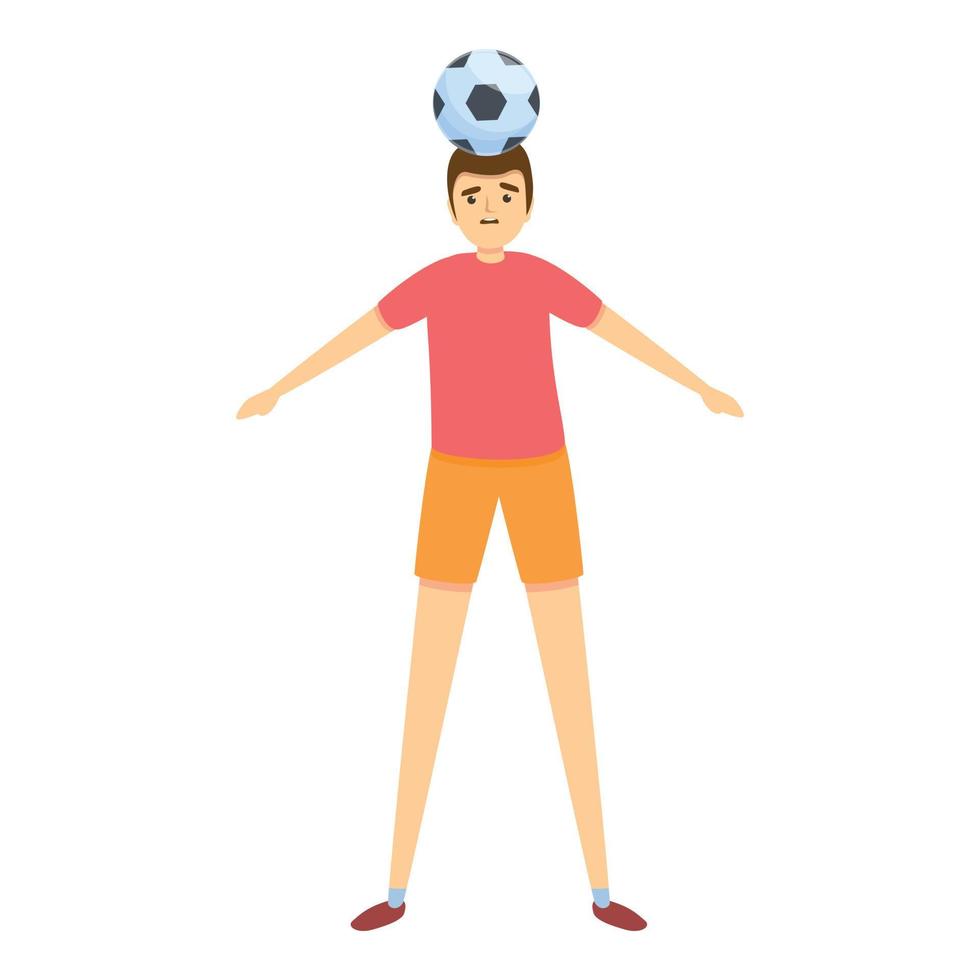 Junge Kopf spielen Fußball-Symbol, Cartoon-Stil vektor