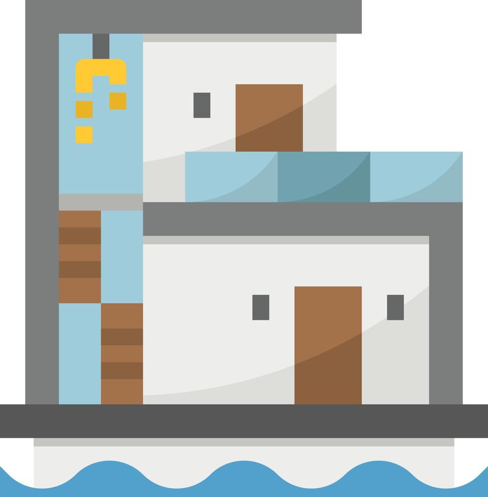 hus flytande vatten lyx byggnad - platt ikon vektor