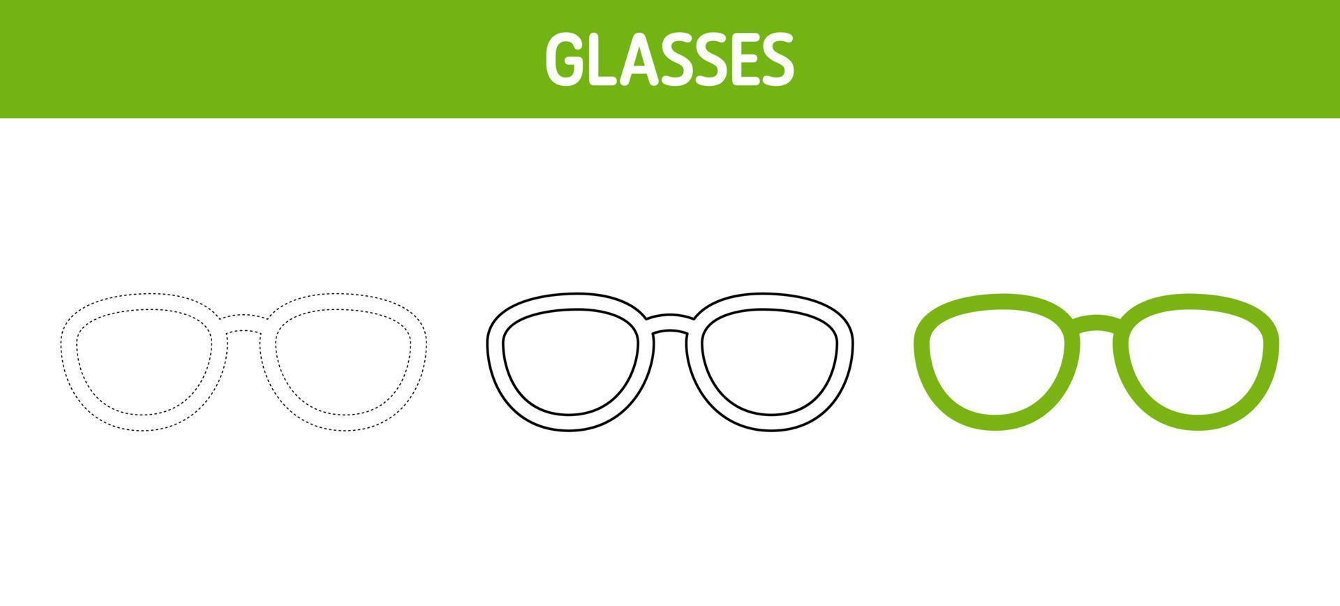glasögon spårande och färg kalkylblad för barn vektor