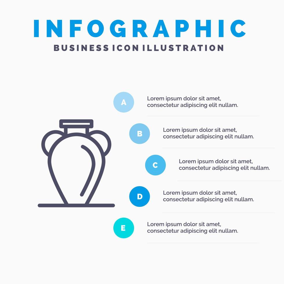 kultur grekland historia nation vas linje ikon med 5 steg presentation infographics bakgrund vektor