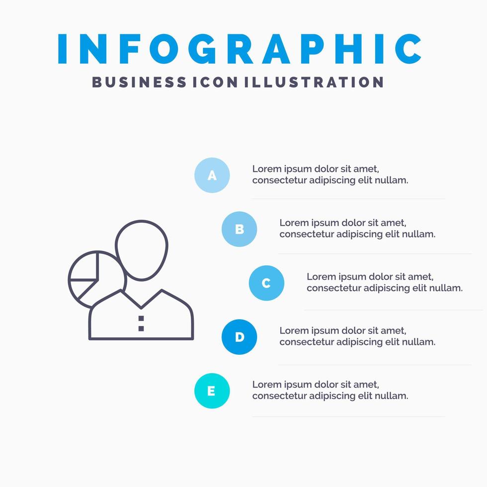 Diagramm Diagrammdaten Mitarbeiter Manager Person Statistik Liniensymbol mit 5 Schritten Präsentation Infografiken Hintergrund vektor