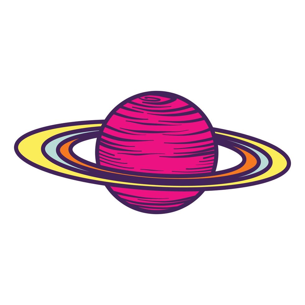 Saturn-Planet-Symbol, handgezeichneter Stil vektor