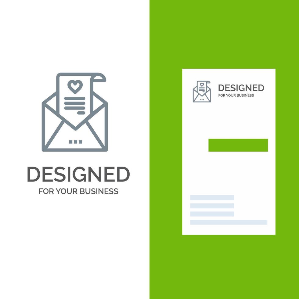 E-Mail Liebesbrief Vorschlag Hochzeitskarte graues Logo-Design und Visitenkartenvorlage vektor