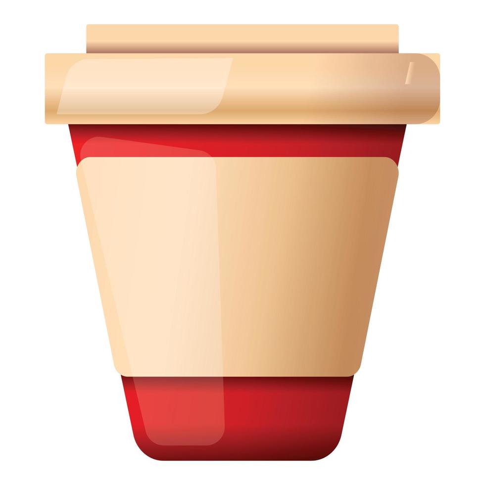 Kunststoff-Kaffeetasse-Symbol, Cartoon-Stil vektor