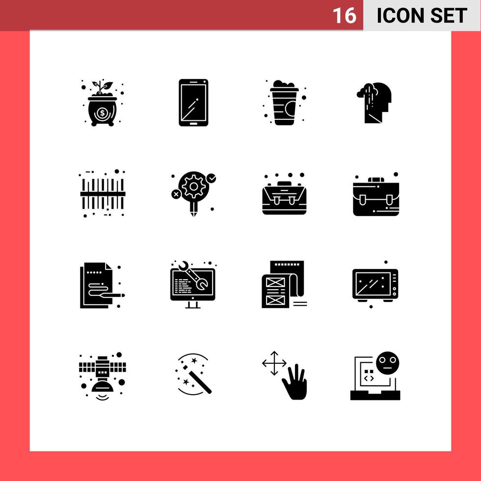 16 kreativ ikoner modern tecken och symboler av streckkod melankoli samsung mänsklig depression redigerbar vektor design element