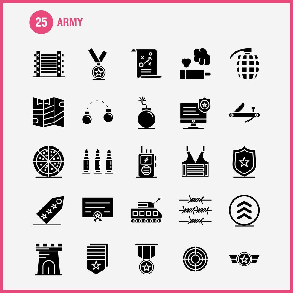 armén fast glyf ikoner uppsättning för infographics mobil uxui utrustning och skriva ut design inkludera övervaka bricka tillämpning lag armén hullingförsedda tråd franska ikon uppsättning vektor