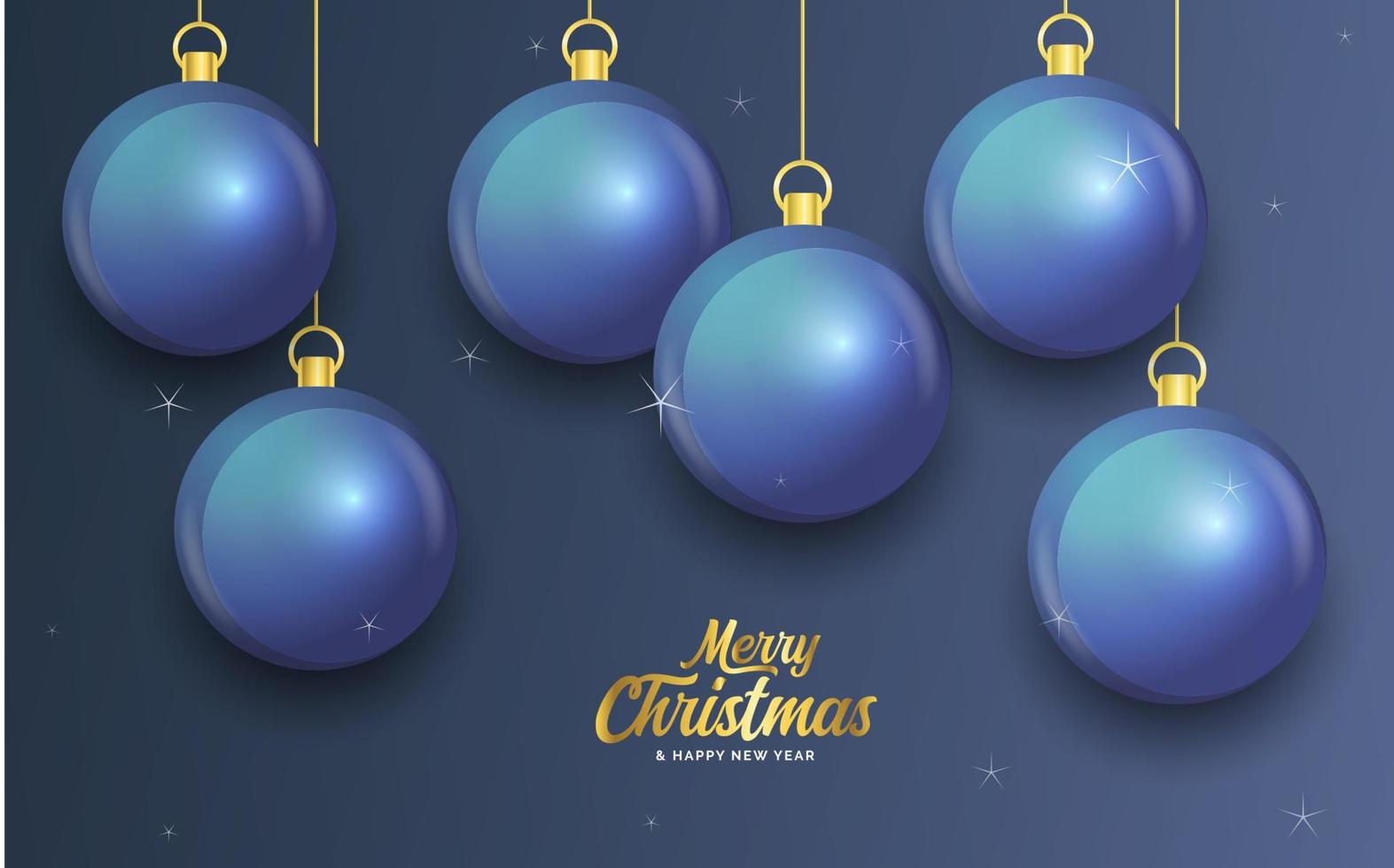 frohe weihnachten dunkelblaues banner mit kugeln. Weihnachtskarte vektor