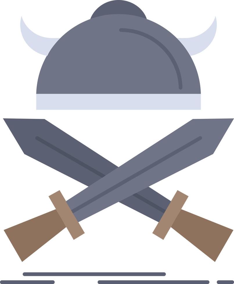 slåss emblem viking krigare svärd platt Färg ikon vektor