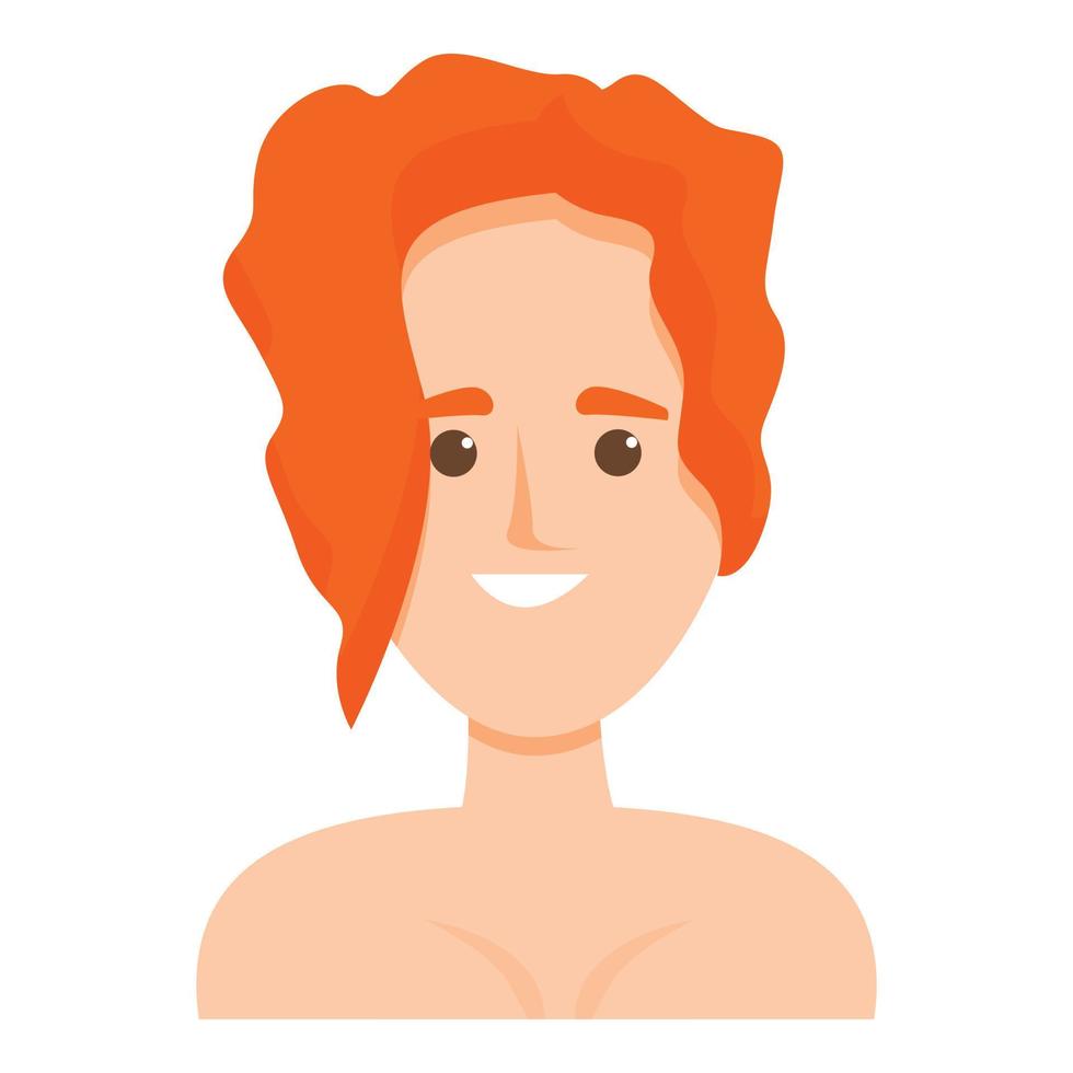 flicka med röd hår ikon, tecknad serie stil vektor