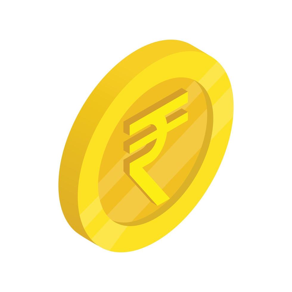guld mynt med rupee tecken ikon, isometrisk 3d stil vektor