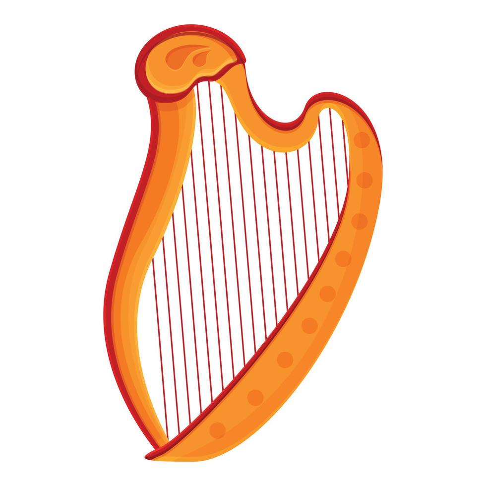musikalisk harpa ikon, tecknad serie stil vektor