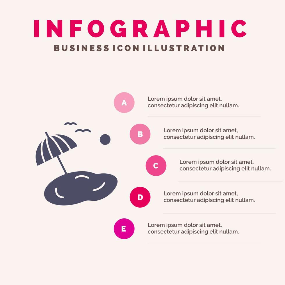 Strand Palme Frühling solide Symbol Infografiken 5 Schritte Präsentationshintergrund vektor