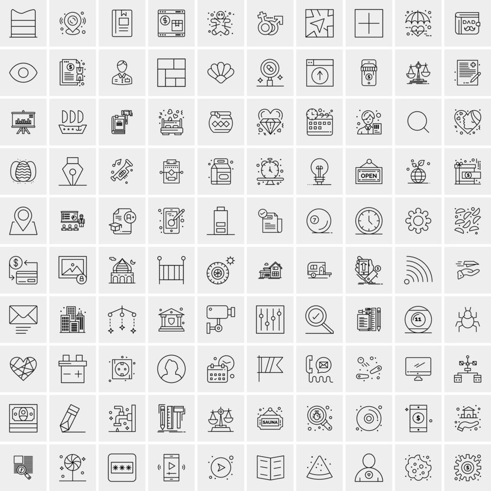 uppsättning av 100 kreativ företag linje ikoner vektor