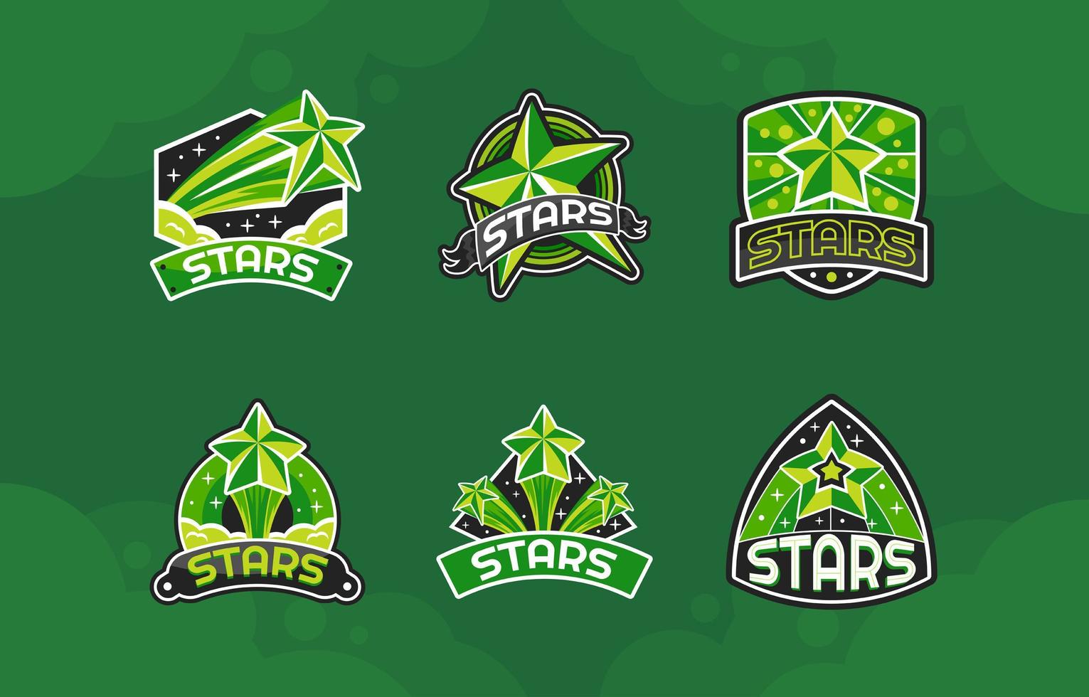 fantastiskt grönt stjärna logopaket vektor
